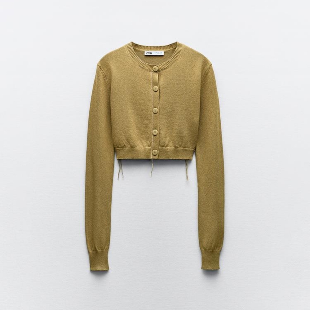 ZARA KNIT CARDIGAN WITH CONTRAST TOPSTITCHING